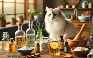 gatto pronto per uno shampoo naturale