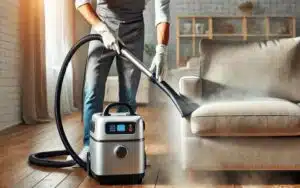 foto operatore che sanifica divano